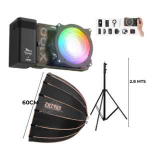 Zhiyun Molus X100 RGB Pro Luz Led RGB + Softbox Parabolico 60D + Parante de Aire Comprimido de 2.8 Metros Altura