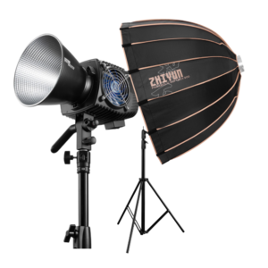 Luz Led Zhiyun Molus B500 + Difusor Parabolico Zhiyun 90D Armado Rapido + Parante 2.8 Metros de Aire Comprimido