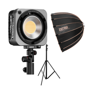 Luz Led Zhiyun Molus G200 + Difusor Parabolico Zhiyun 90D Armado Rapido + Parante 2.8 Metros Aire Comprimido