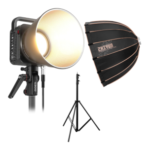 Luz Led Zhiyun Molus G300 + Difusor Parabolico Zhiyun 90D Armado Rapido + Parante 2.8 Metros Aire Comprimido