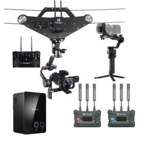 CableCam FM6 Pro 200 Metros + Bateria V-Mount Smallrig VB99 PRO + Gimbal DJI RS5 Estandar + Transmisor Inalambrico Hollyland Pyro S
