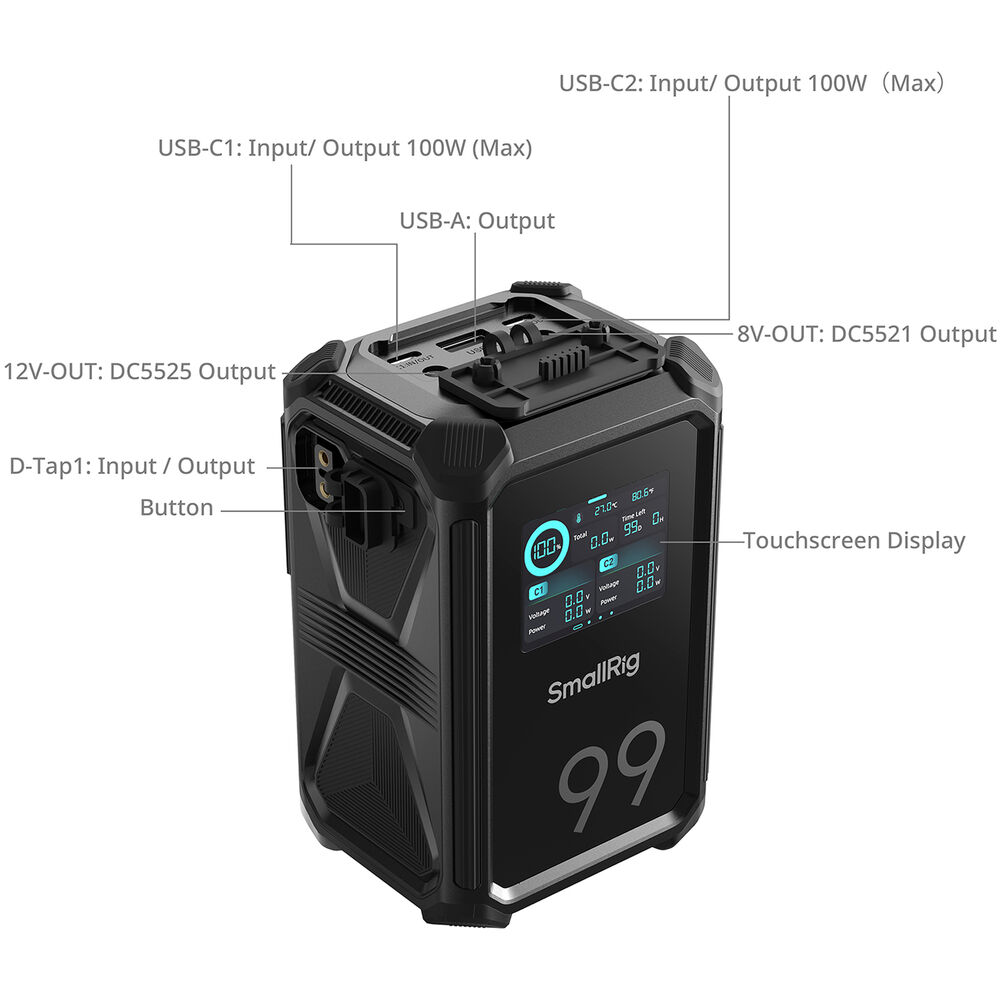 Bateria V-Mount SmallRig X-Touch X99 Battery 99W (4984) 5 Bateria V-Mount SmallRig X-Touch X99 Battery 99W (4984) - Imagen 3