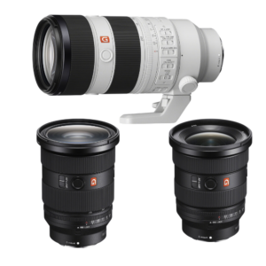 Lente Sony 70-200MM F2.8 GMII + Lente Sony 24-70MM F2.8 GMII + Lente Sony 16-35MM F2.8 GMII